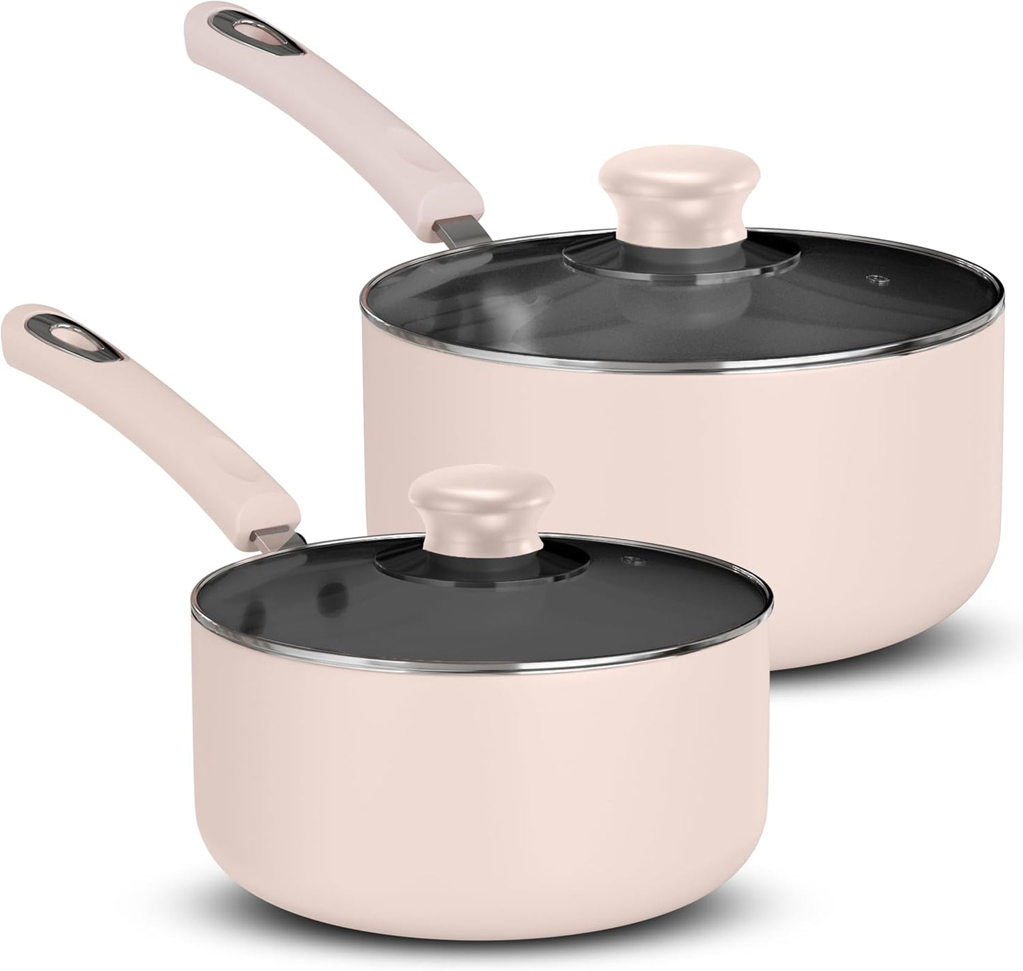 Utopia Kitchen Nonstick Saucepan Set, Cooking Pots with Lids, 1 Quart and 2 Quarts Multipurpose Kitchen Small Pots for Cooking Nonstick With Lids, 1 qt & 2 qt Set, Grey & Black