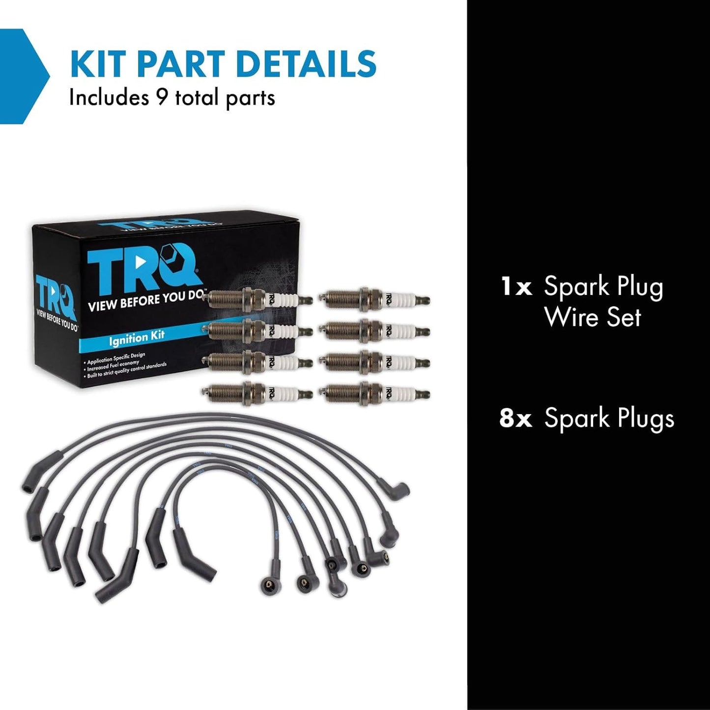 TRQ Ignition Kit Spark Plugs Wire Set Compatible with 1999-2004 Land Rover Discovery 1999-2002 Range Rover