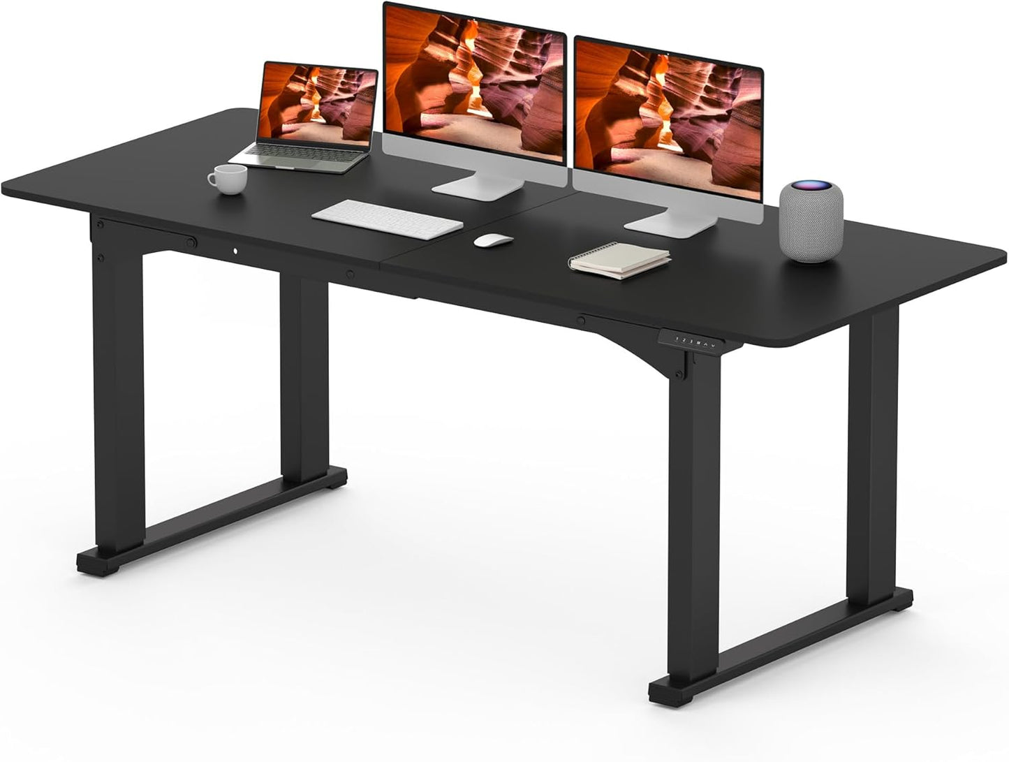 4 Legs Standing Desk, Large 71x31 Inches Electric Adjustable Height Desks with Splice Board, Stand Up Desk Home Office, White