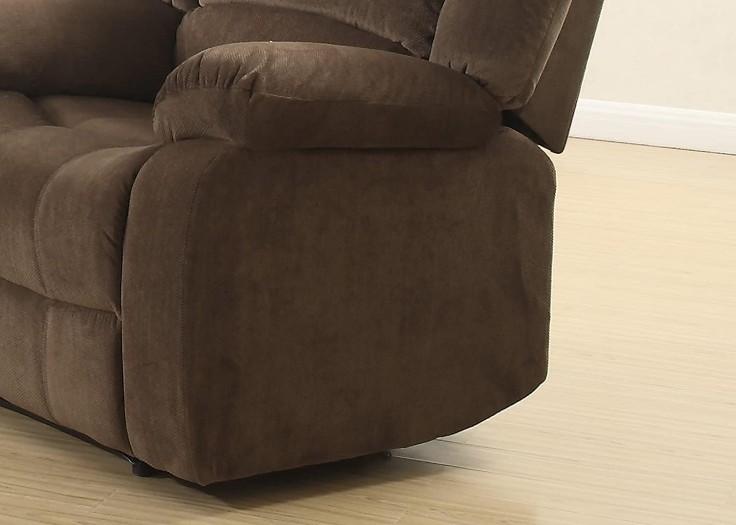 AC Pacific Bill Modern Fabric Upholstered Living Room Reclining with Padded Pillow Top Armrests, Chair, Walnut