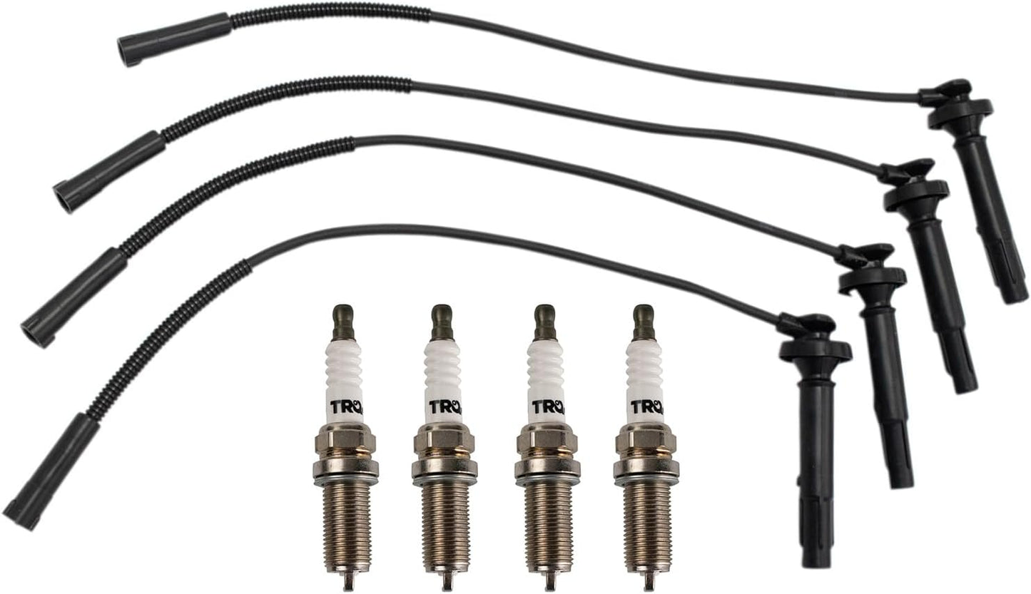 TRQ Ignition Kit Spark Plugs Wire Set Compatible with 2011-2019 Ford Fiesta