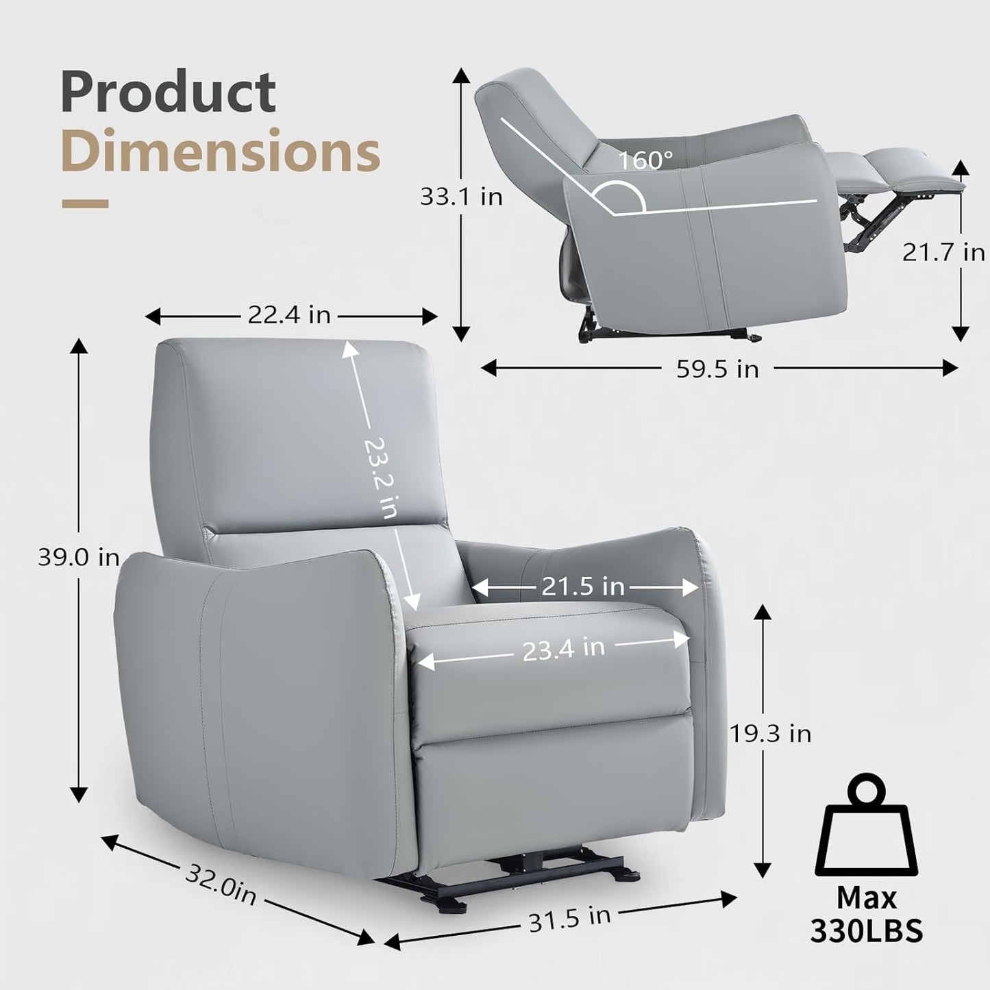 Wall Hugger Power Recliners for Small Spaces, Electric Recliners with USB, Modern RV Recliner Chair for Living Room, Apartment