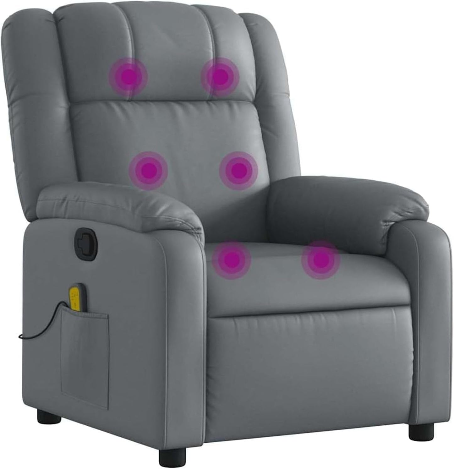 vidaXL Massage Recliner Chair for Living Room, Adjustable Recliner with 6-Point Vibration Massage, Home Theater Seating with Padded Seat Backrest & Side Pocket, Cream Leather