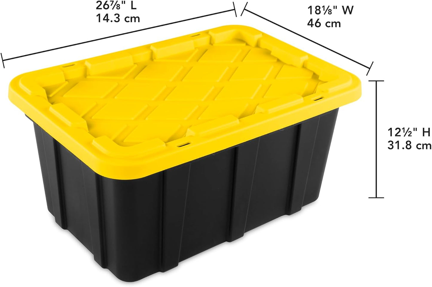 Sterilite 6-Pack Industrial Tote, Plastic Storage Container Bins with Lids, 17 Gallon - Heavy-Duty Organizing Containers for Closet, Bathroom, and Office