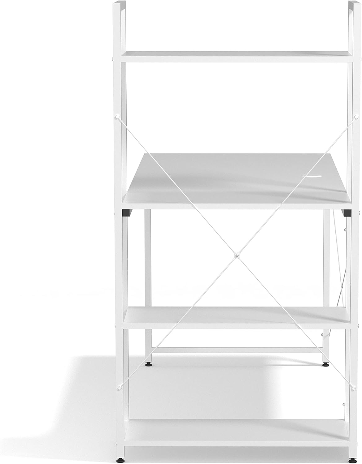 Ames 47" Reversible Gaming Computer Desk with Adjustable Shelves, Home Office Desk, Grommet Cable-Management, Leveler Feet, Easy Assembly, White/White