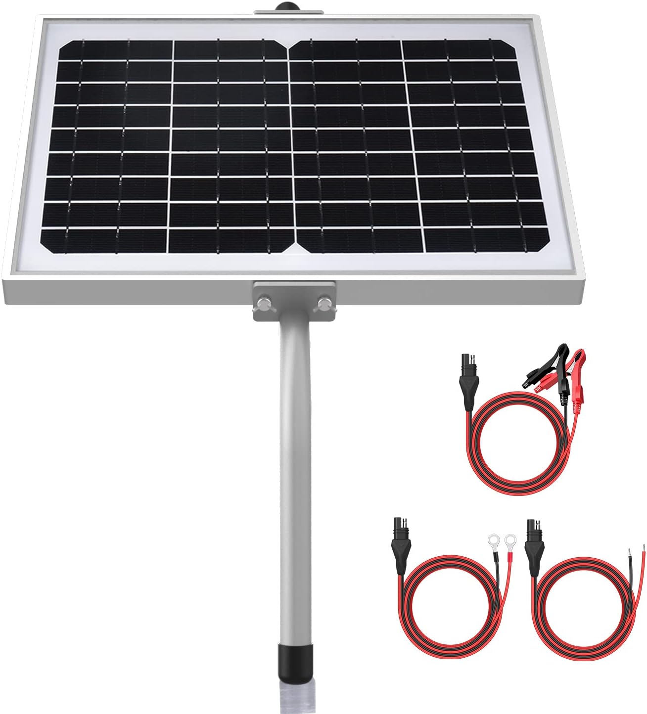 SUNER POWER 10 Watt Solar Panel Powered Charger Kit + Tubular Mount Bracket for Automatic Gate Opener, Electrical Fence, etc