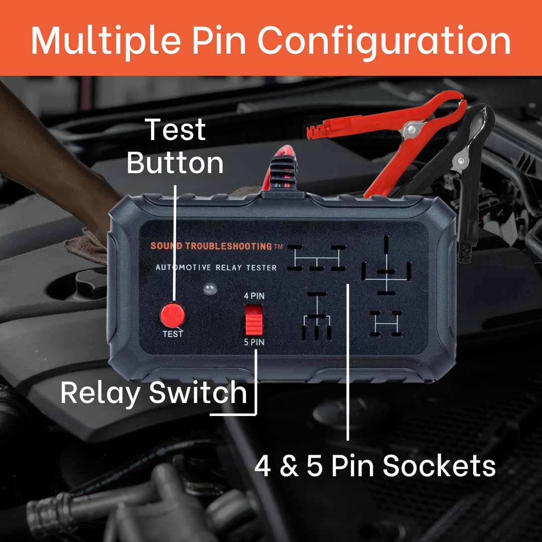 Automotive Relay Tester with Relay Puller - 12V Auto Relay Diagnostic Tool, Small Handheld DIY Car Relay Tester with Battery Clips, Relay Testing Kit, Electrical Systems Tool