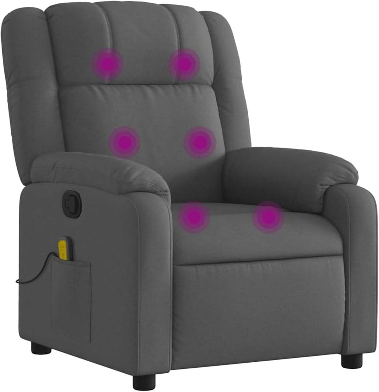 vidaXL Massage Recliner Chair for Living Room, Adjustable Recliner with 6-Point Vibration Massage, Home Theater Seating with Padded Seat Backrest & Side Pocket, Dark Green Fabric