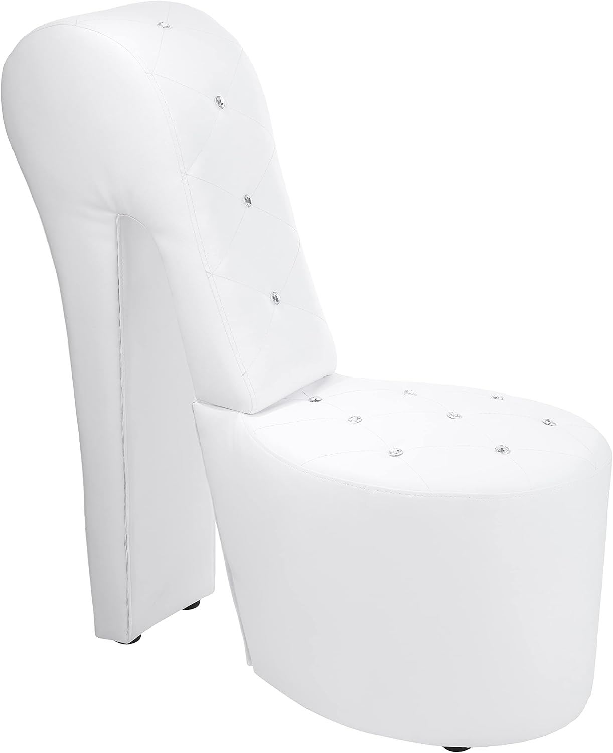Tristam 40" Modern Glam High Heel Lounge Chair, Armless Chair with Upholstered Crystal-like Buttons and Diamond Stitching, Comfortable Indoor Seating for Bedroom, Living Room (Velvet, Pink)