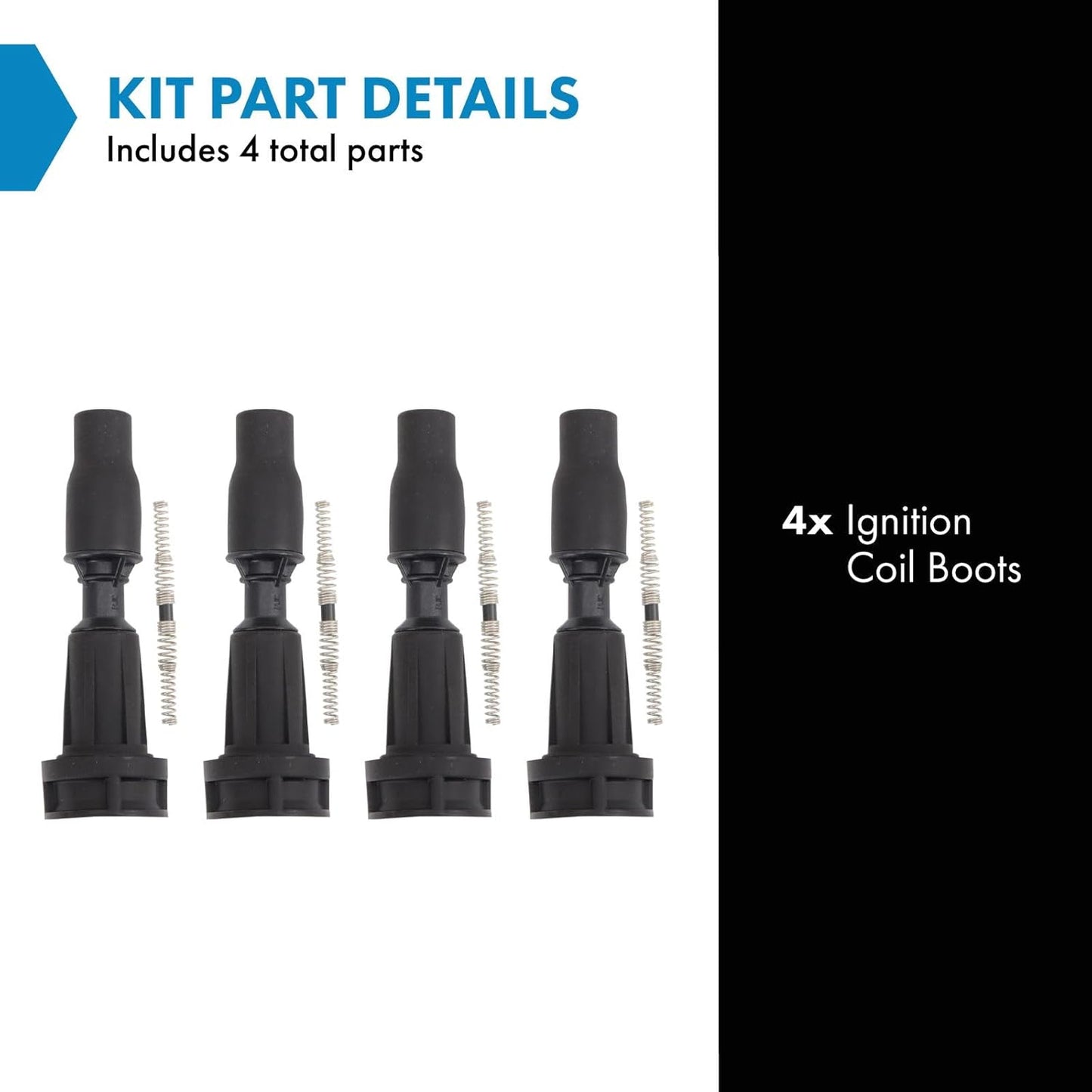 TRQ Ignition Coil Boot Set Compatible with 2019-2021 Genesis G70 2019-2020 Hyundai Santa Fe 2016-2018 Santa Fe Sport 2015-2019 Sonata 2018-2021 Tucson 2020-2021 Veloster N 2016-2020 Kia Optima Sorento