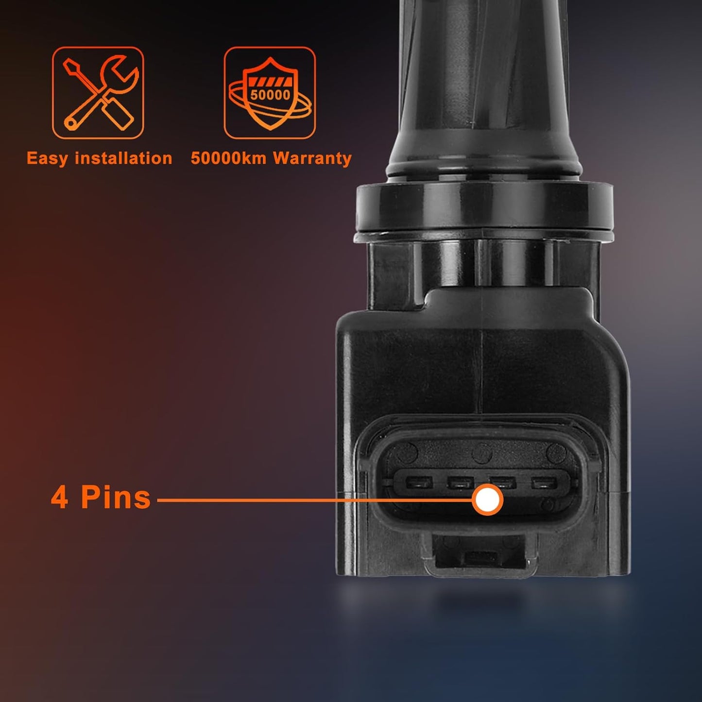 Set of 4 Ignition Coil Packs UF805 Compatible with Mazda 3 6 MX-5 Miata CX-3 CX-9 L4 2.0L 2.5L