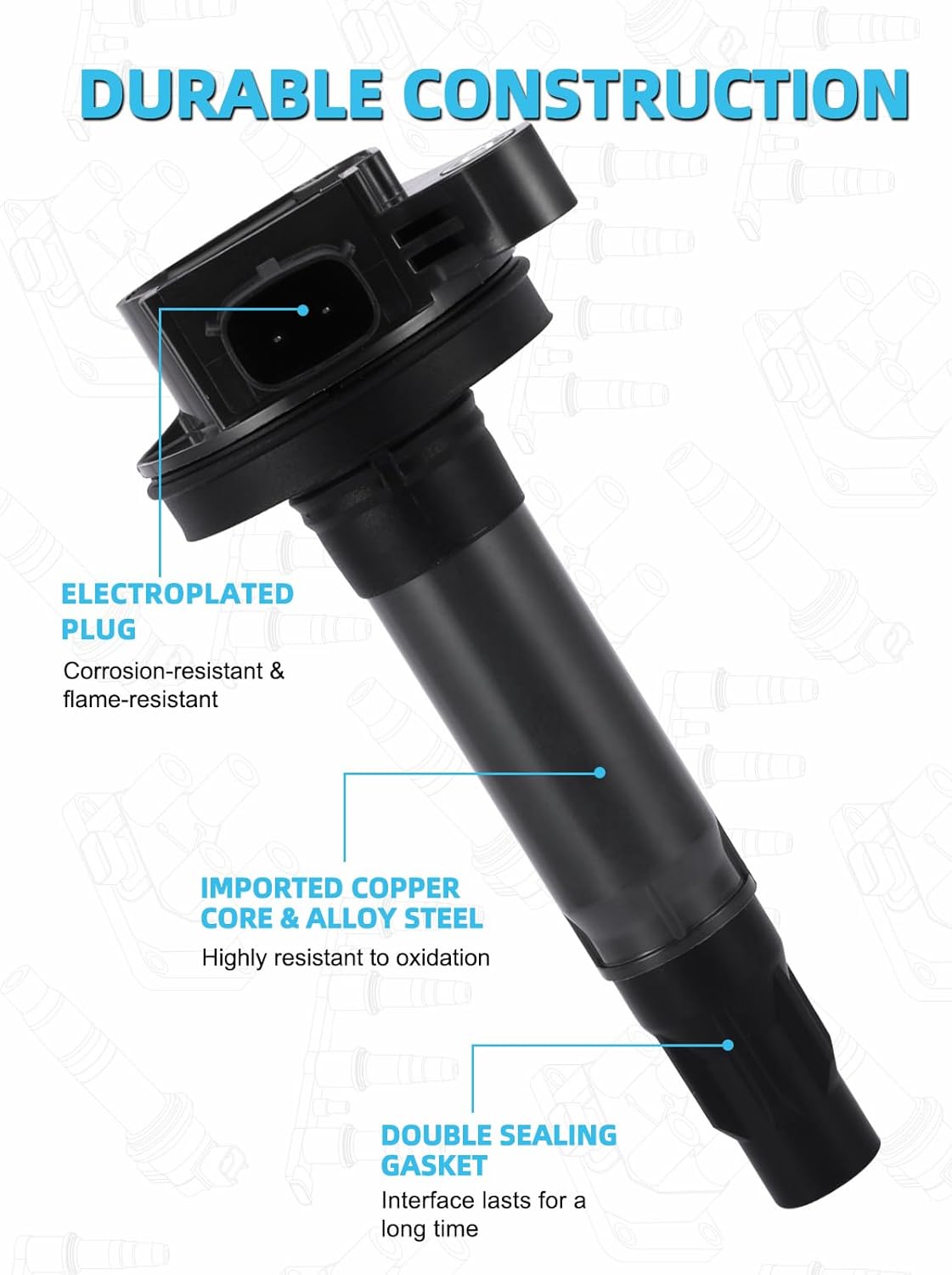 Set of 6 UF553 DG520 Ignition Coil Pack Iridium Spark Plugs (3.5L 3.7L) For Ford Edge Flex Taurus Explorer F150,For Lincoln MKS MKT MKZ MKX,For Mercury Sable