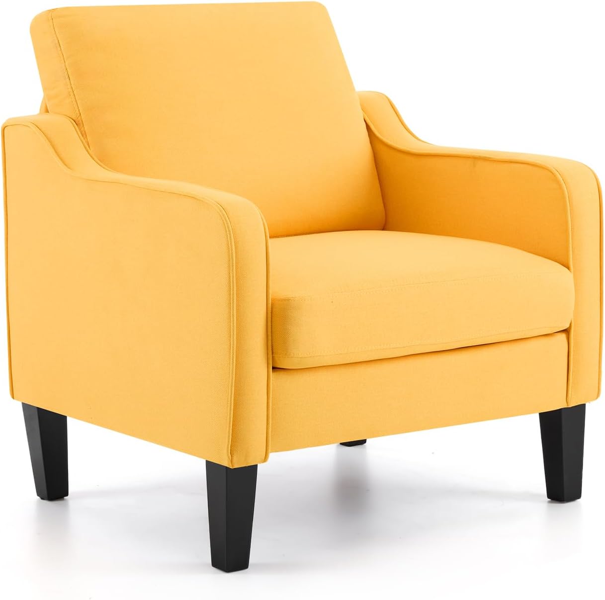 VINGLI Accent Chairs Set of 2 Living Room Chairs Light Brown Reading Chair for Bedroom Scooped Arm Chair Mid Century Modern Accent Chairs Upholstered Comfy Chair for Apartment, Waiting Room