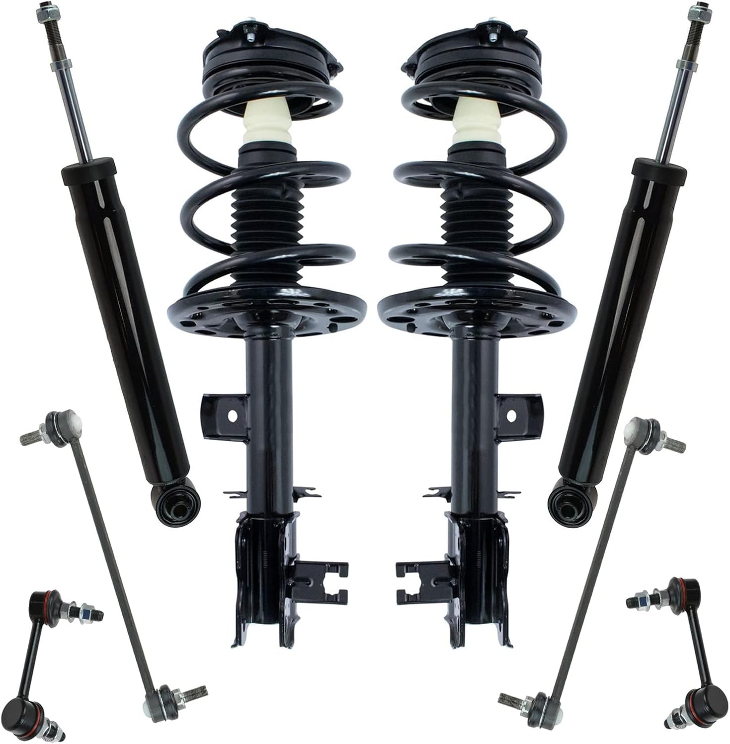 TRQ Front and Rear Suspension Kit Complete Strut & Coil Spring Assembly Shock Absorber Sway Bar Stabilizer Link Compatible with 06-13 BMW
