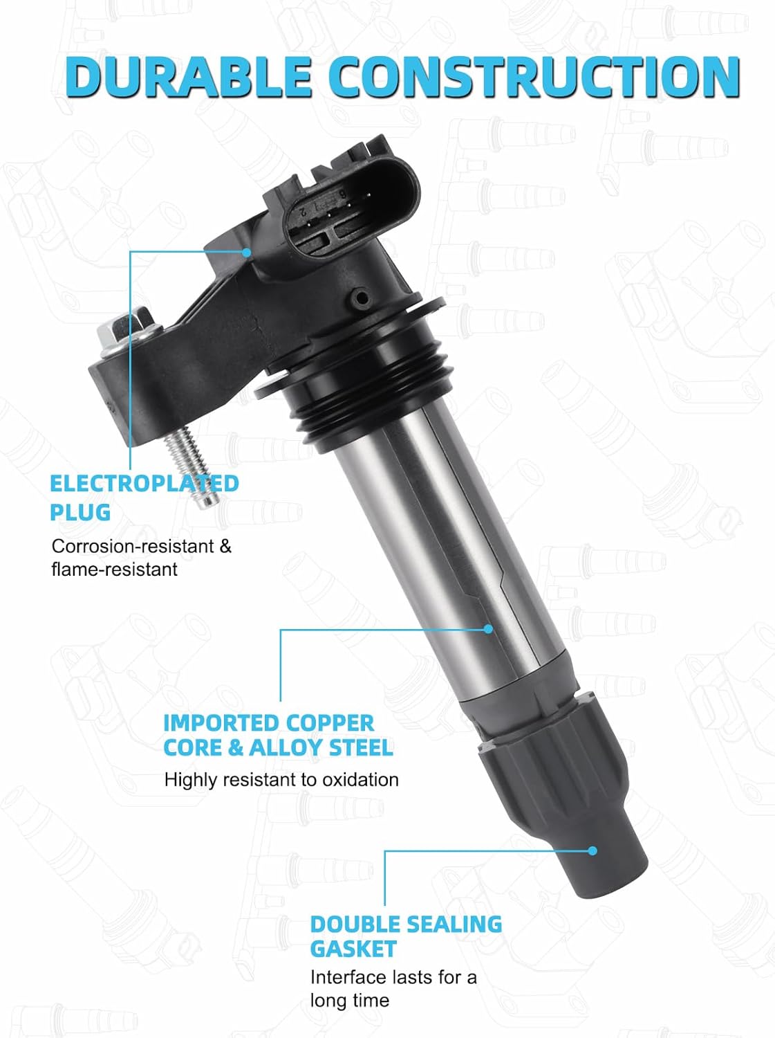UF569 Ignition Coil 5367 Spark Plug For Buick Enclave LaCrosse,Cadillac ATS SRX STS,Chevy Camaro Caprice Equinox Impala Malibu Traverse,GMC Acadia Terrain,Pontiac,Saturn,Suzuki 2007-2021,6 PCS