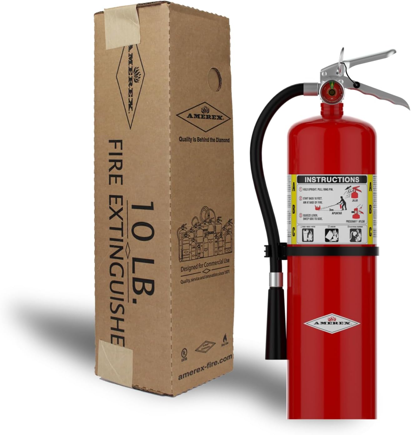 Amerex B456 ABC Dry Chemical Fire Extinguisher with Aluminum Valve, 10 lb. with Bracket
