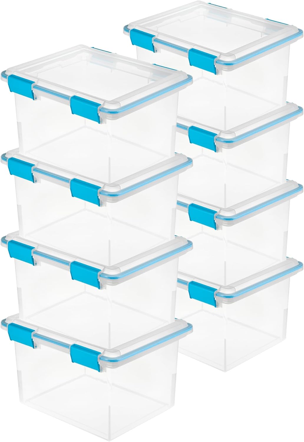 Sterilite 12-Pack Gasket Box, Weather-Resistant Storage Bins with Latching Lids, 54 Quart - Heavy-Duty Organizing Containers for Closet, Bathroom, and Office