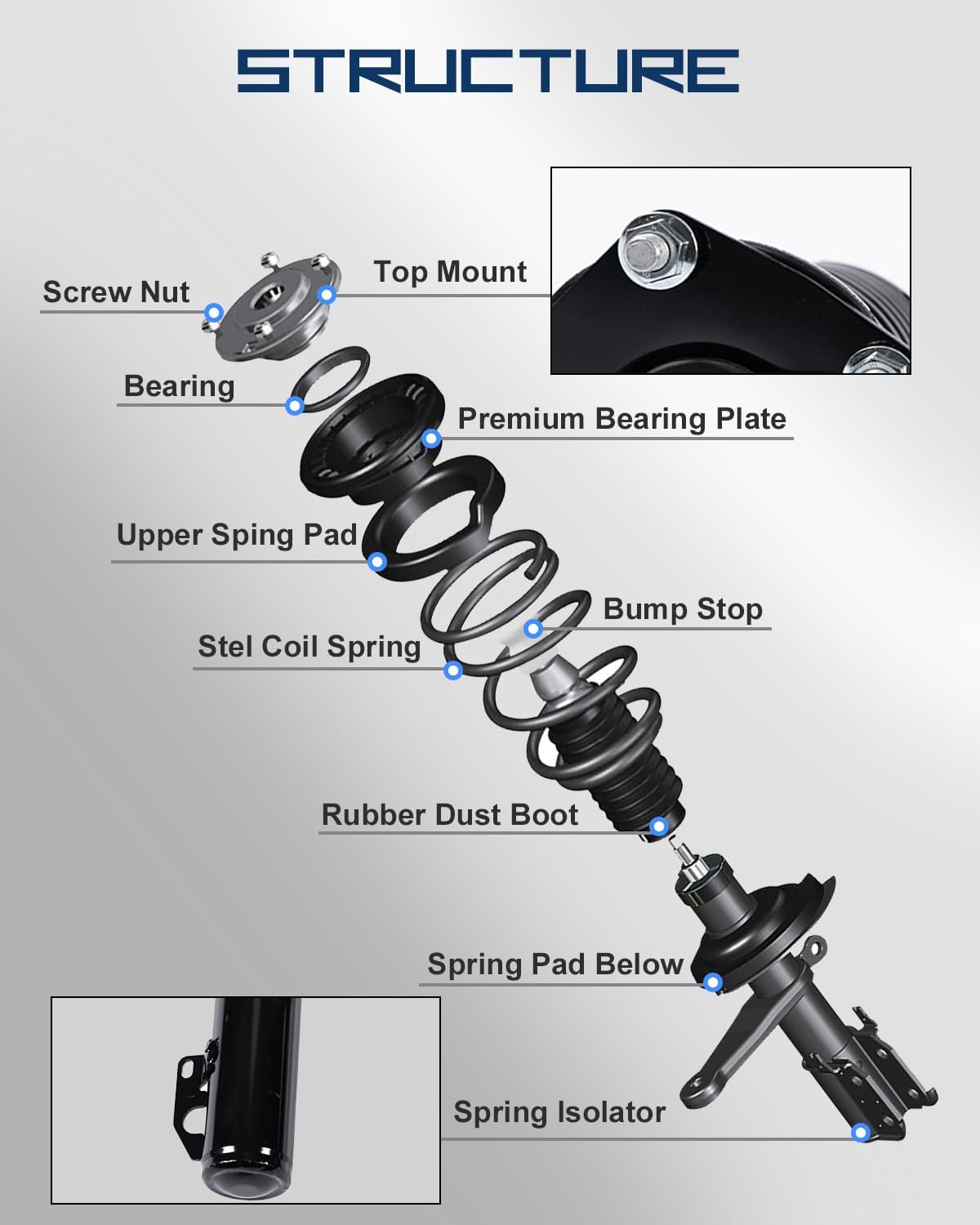 4PCS Front & Rear Strut Assembly Fits for Jeep Liberty 2002-2012, for Dodge Nitro 2007-2011 Shock Absorbers Replacement 171577L 171577R 437203