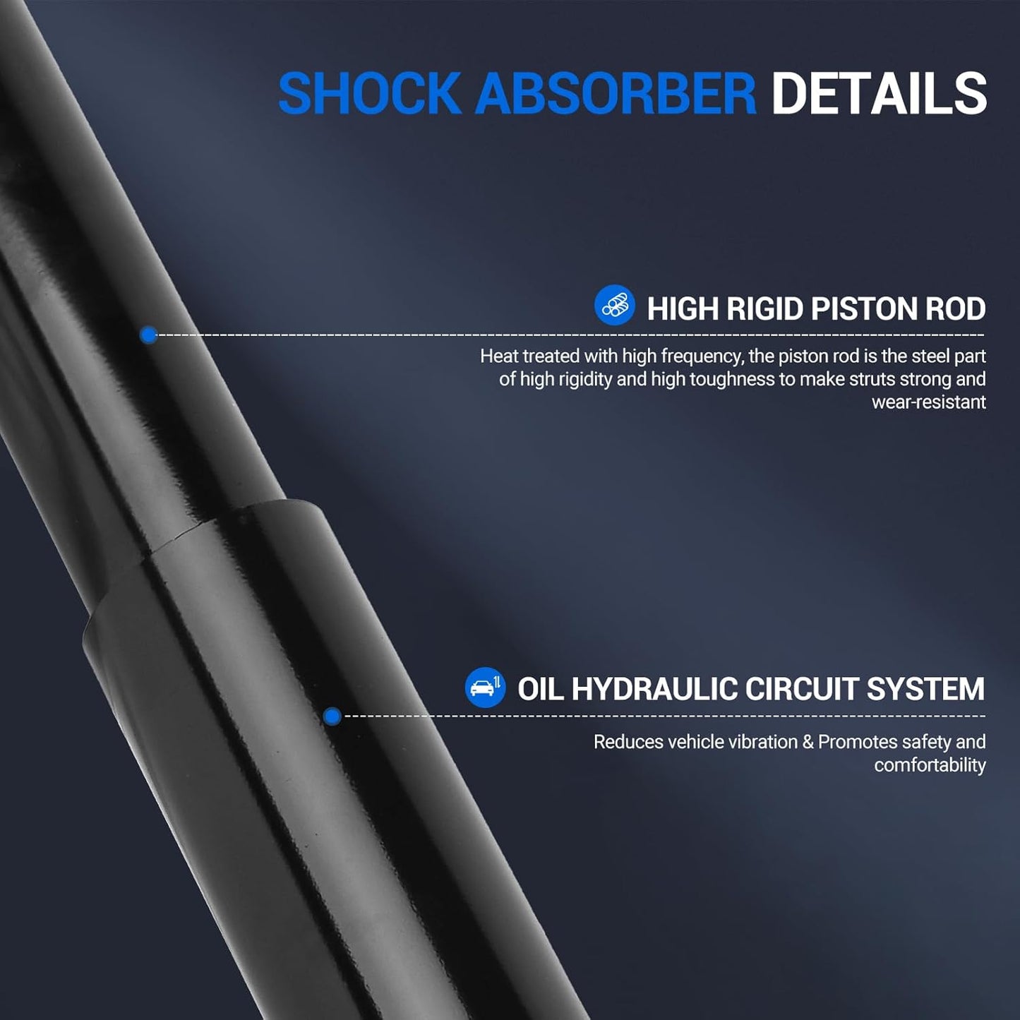 Autoround Front Rear Struts Shock Absorbers Compatible with Ford Mustang 1994 1995 1996 1997 1998 1999 2000 2001 2002 2003 2004, 71962 5968 Auto Gas Shocks Gas Struts Set of 4