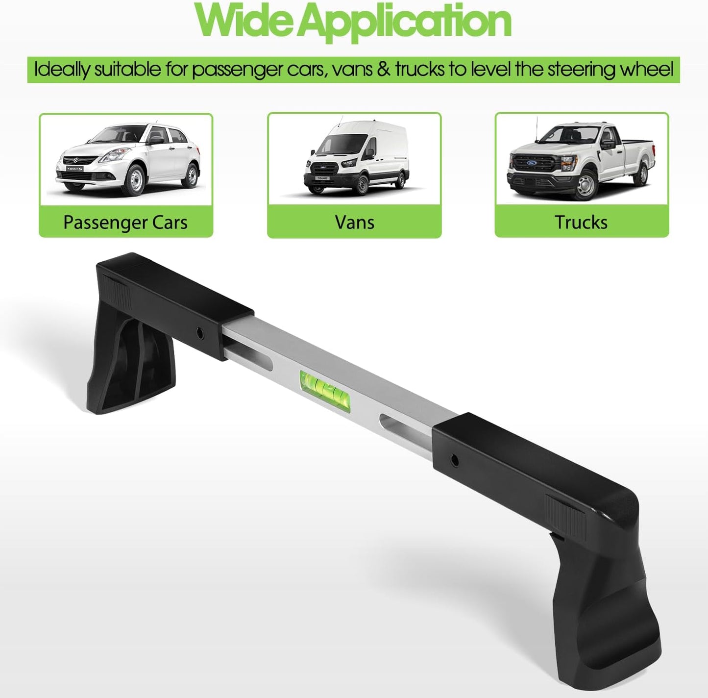 Steering Wheel Level Alignment Tool - Steering Wheel Level Bar Tool - Universal Use for Passenger Cars, Vans & Trucks with Steering Wheel Internal Diameter 270mm-340mm, Spring-Loaded