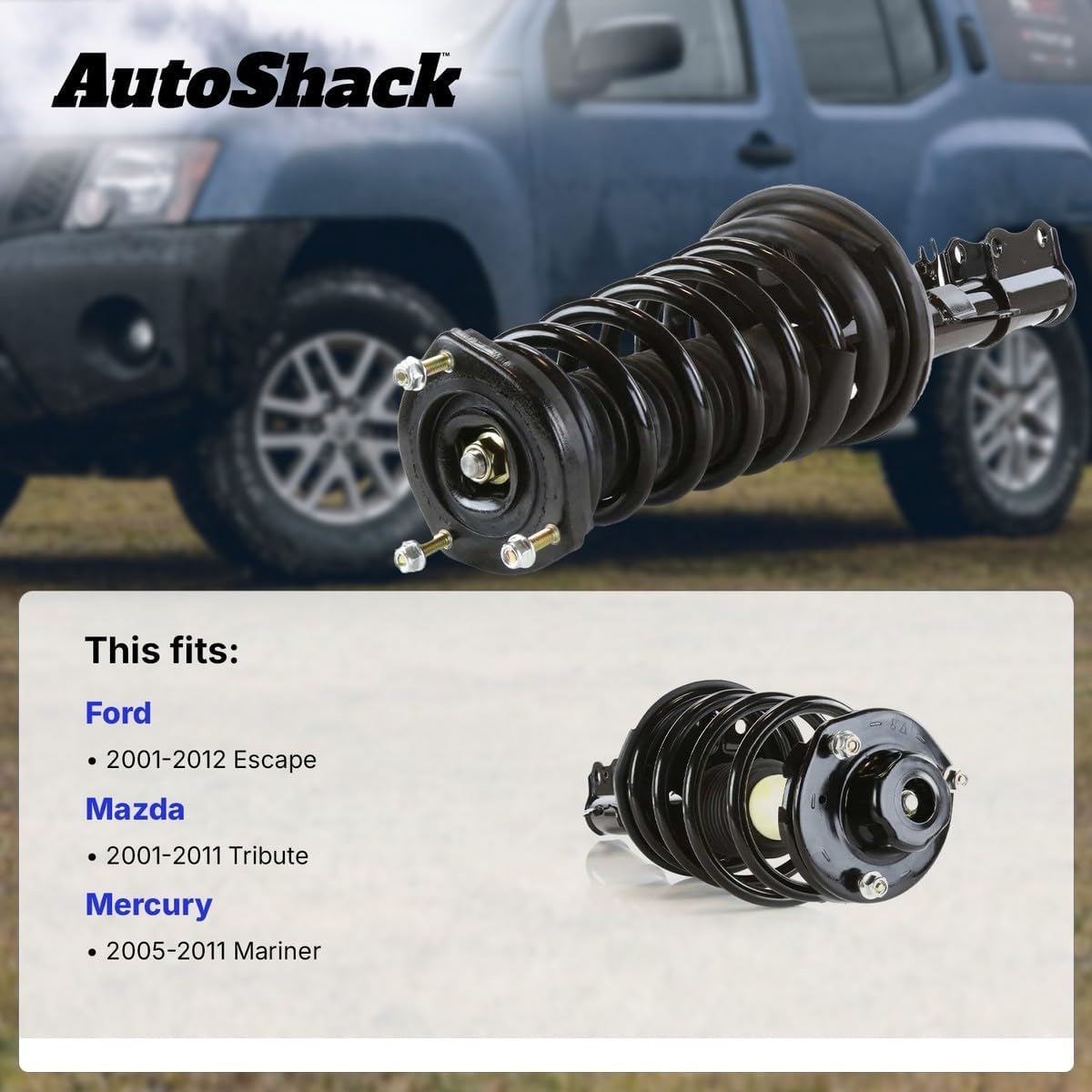AutoShack Front Left Complete Strut & Coil Spring | Replacement for 2001-2012 Ford Escape 2005-2011 Mercury Mariner | 1-PC