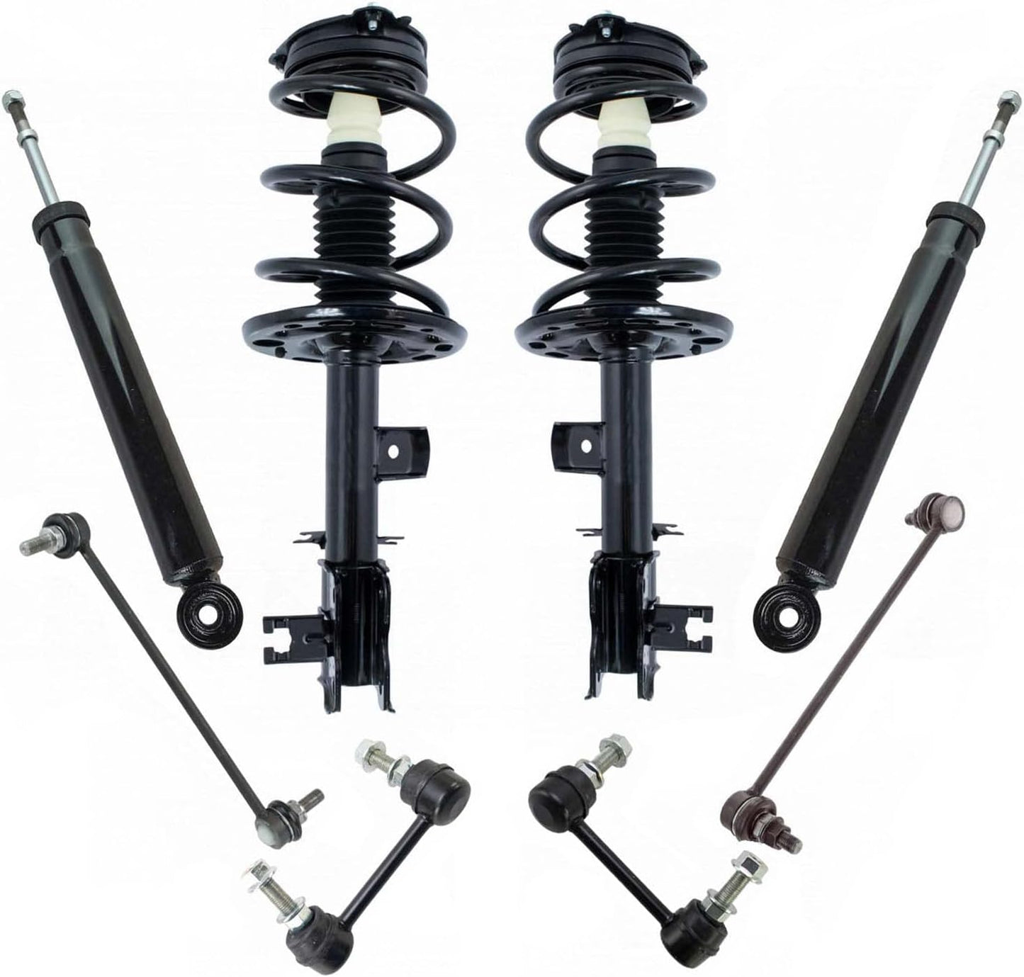 TRQ Front and Rear Suspension Kit Complete Strut & Coil Spring Assembly Shock Absorber Sway Bar Stabilizer Link Compatible with 06-13 BMW