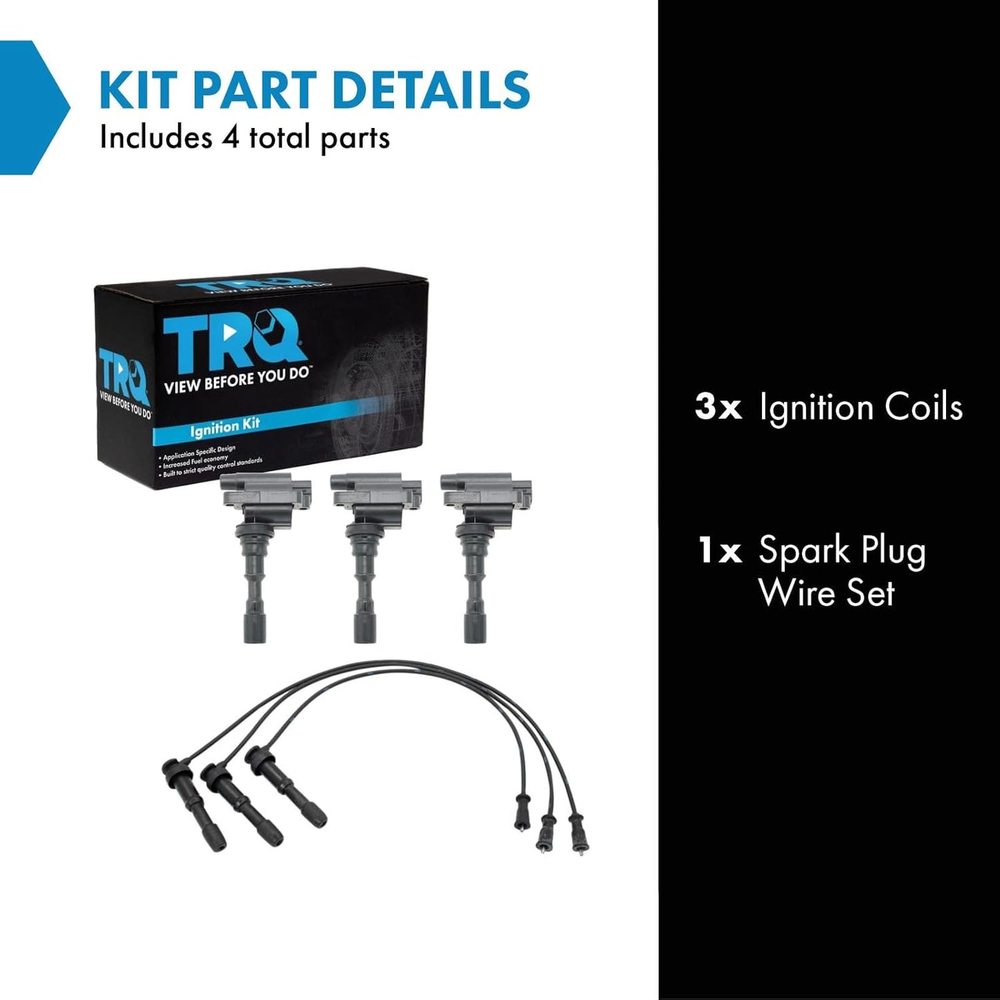 TRQ Ignition Kit Ignition Coil Spark Plugs Wire Set Compatible with 2003-2005 Hyundai XG350