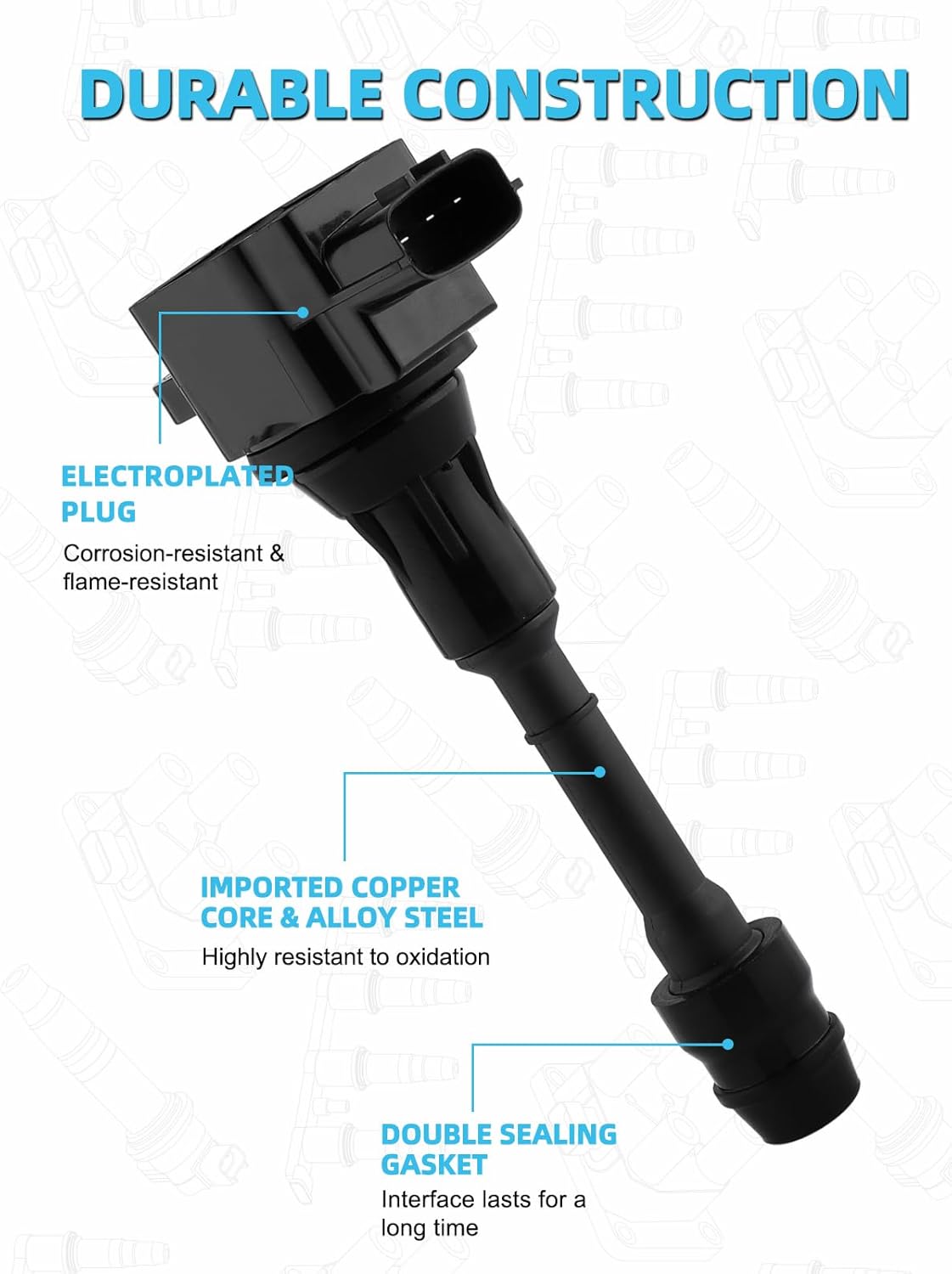 UF350 Ignition Coil Pack Spark Plug 4PCS (2.5L) For Nissan Altima 2002-2006, Sentra 2002-2008, X-Trail 2002-2008 2010-2013,Replace # GN10219 C1398 224488H315 224488H310 4505
