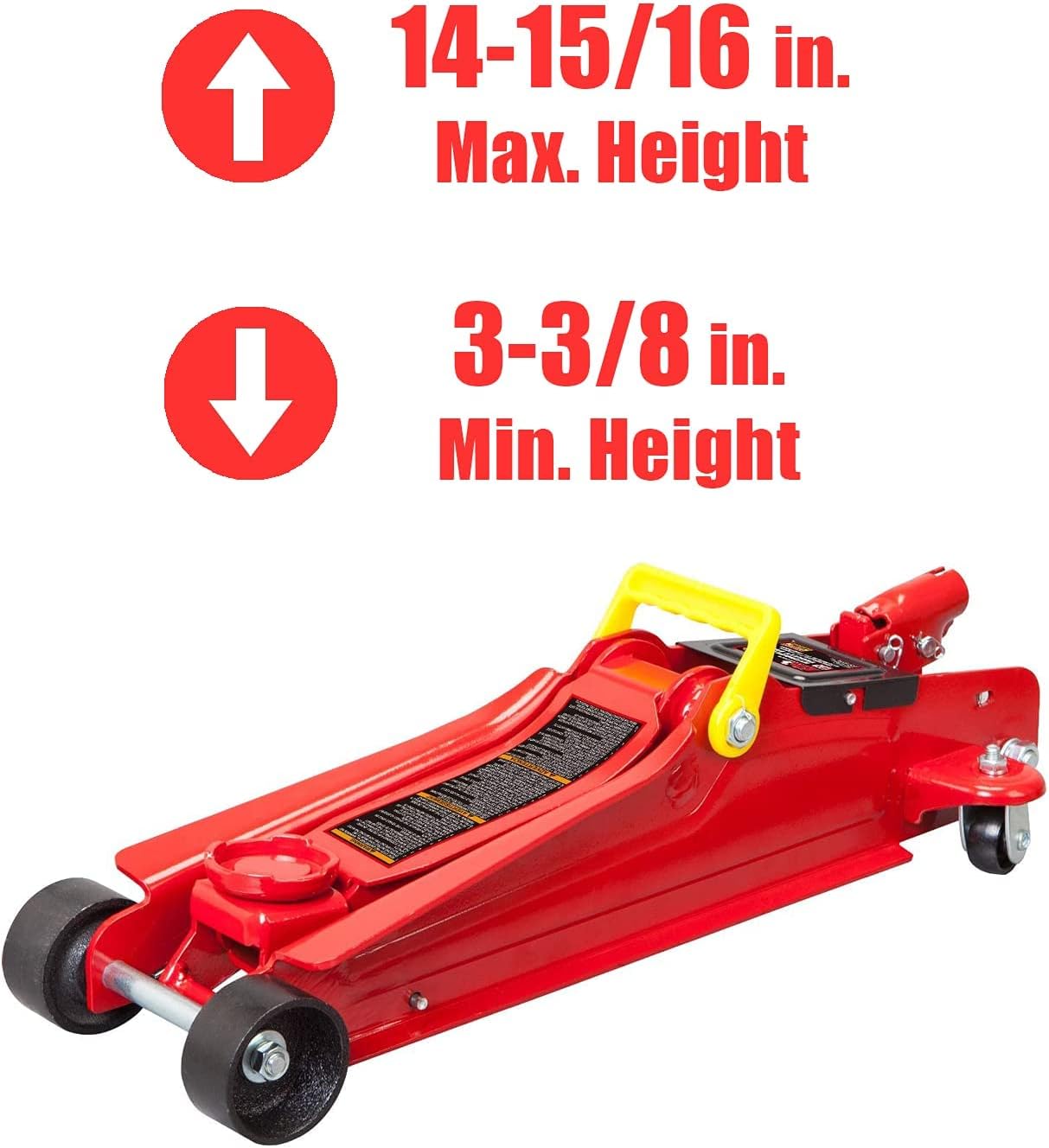 TCE TCET825051R Torin Low Profile Hydraulic Trolly Jack, 2.5 Ton (5,000 lb) Capacity, Red
