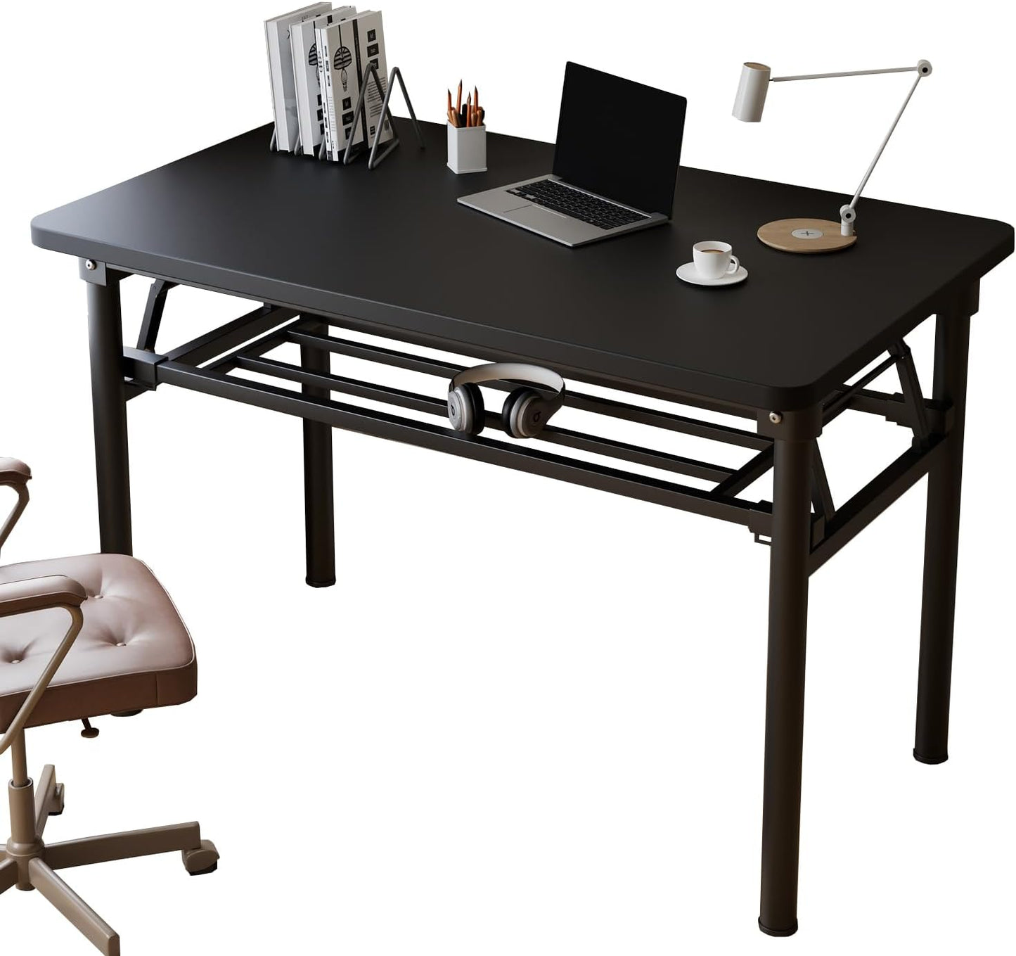 Small Folding Desk No Assembly,39.4 Inch Folding Computer Desk Small Foldable Table for Home Office.