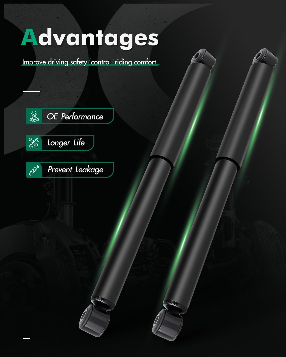 Shocks,SCITOO Rear Gas Struts Shock Absorbers Fit for 1999 2000 2001 2002 2003 2004 2005 2006 2007 for Chevy Silverado 1500,1994-2001 for Dodge Ram 1500,1994-2002 for Dodge Ram 2500 37150 Set of 2