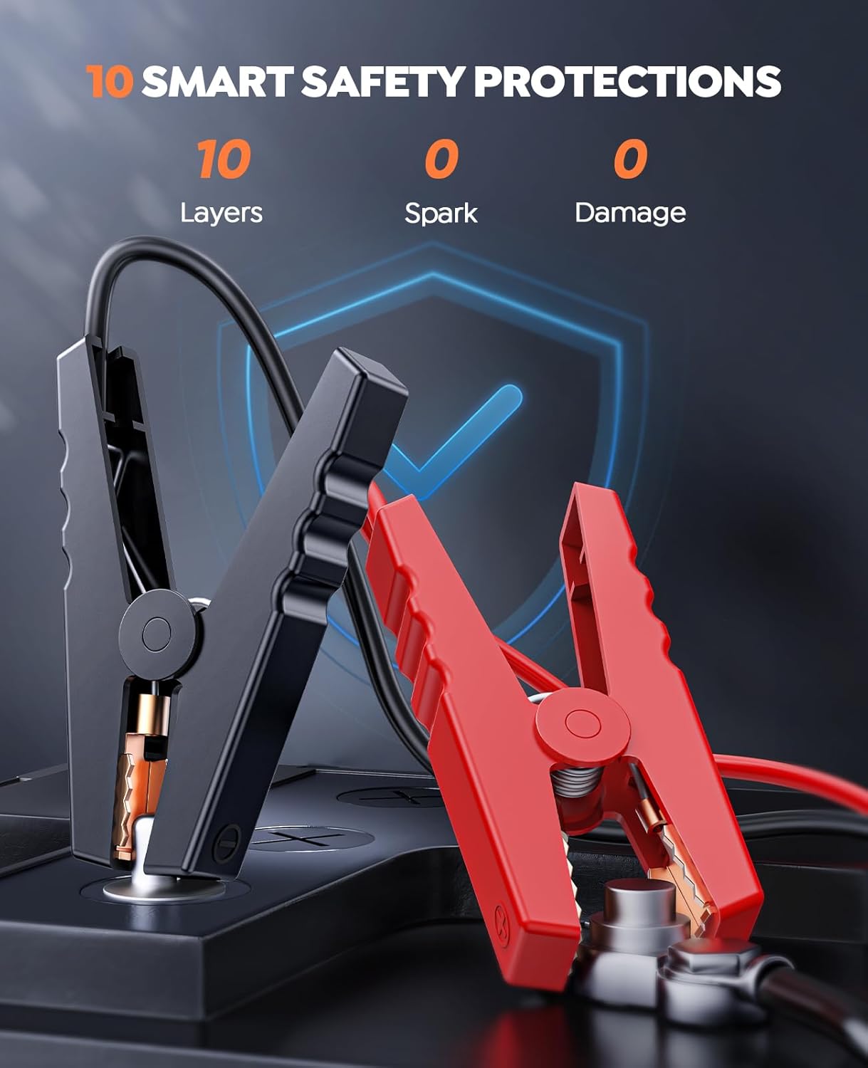 8-in-1 Jump Starter with Air Compressor 6000A 150PSI Portable Car Battery Jump Starter (All Gas/10L Diesel), 12V Jump Box Car Battery Jumper Starter Portable with Jumper Cables, Lights