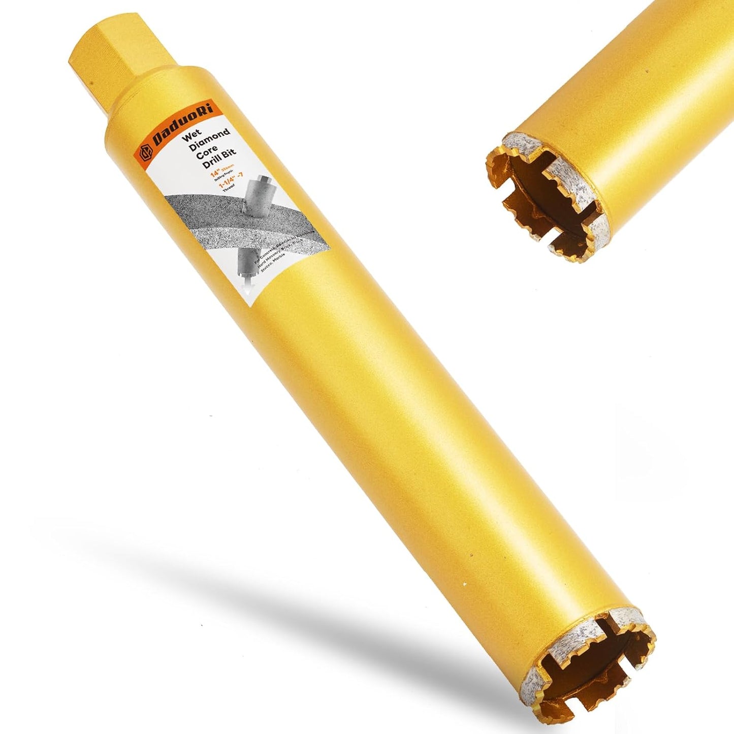 8 Inch Wet Core Drill Bit, 8" Core Bits for Concrete, 1-1/4"-7 Thread, 14" Drilling Depth Diamond Core Drill for Concrete with Rebar, Masonry, Brick Block,Cement, Stucco, Stone (203mm)