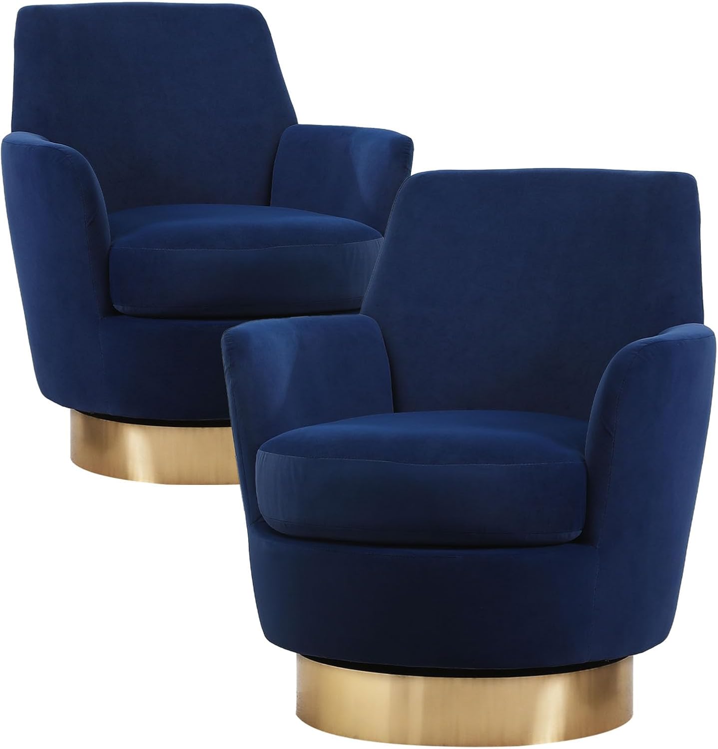 360° Swivel Barrel Chair Set of 2, 28.3" W Comfy Velvet Swivel Accent Chairs, Modern Round Single Accent Chair with Gold Metal Base for Living Room, Bedroom, Office (Beige*2)