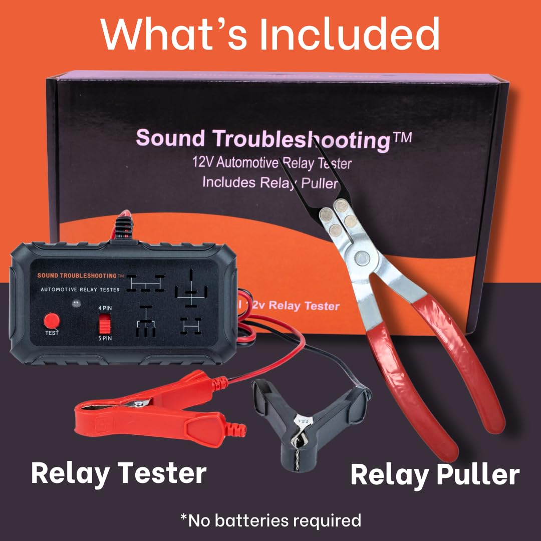 Automotive Relay Tester with Relay Puller - 12V Auto Relay Diagnostic Tool, Small Handheld DIY Car Relay Tester with Battery Clips, Relay Testing Kit, Electrical Systems Tool