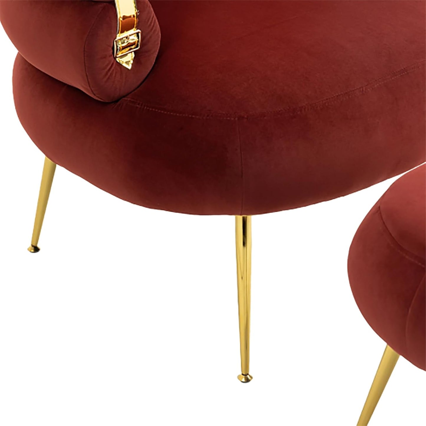 Accent Chair with Ottoman Upholstered Button Tufted Armchair for Living Room, Butacas para Sala Modernas Barrel Lounge Chair with Sturdy Metal Legs (Wine RED + Velvet)