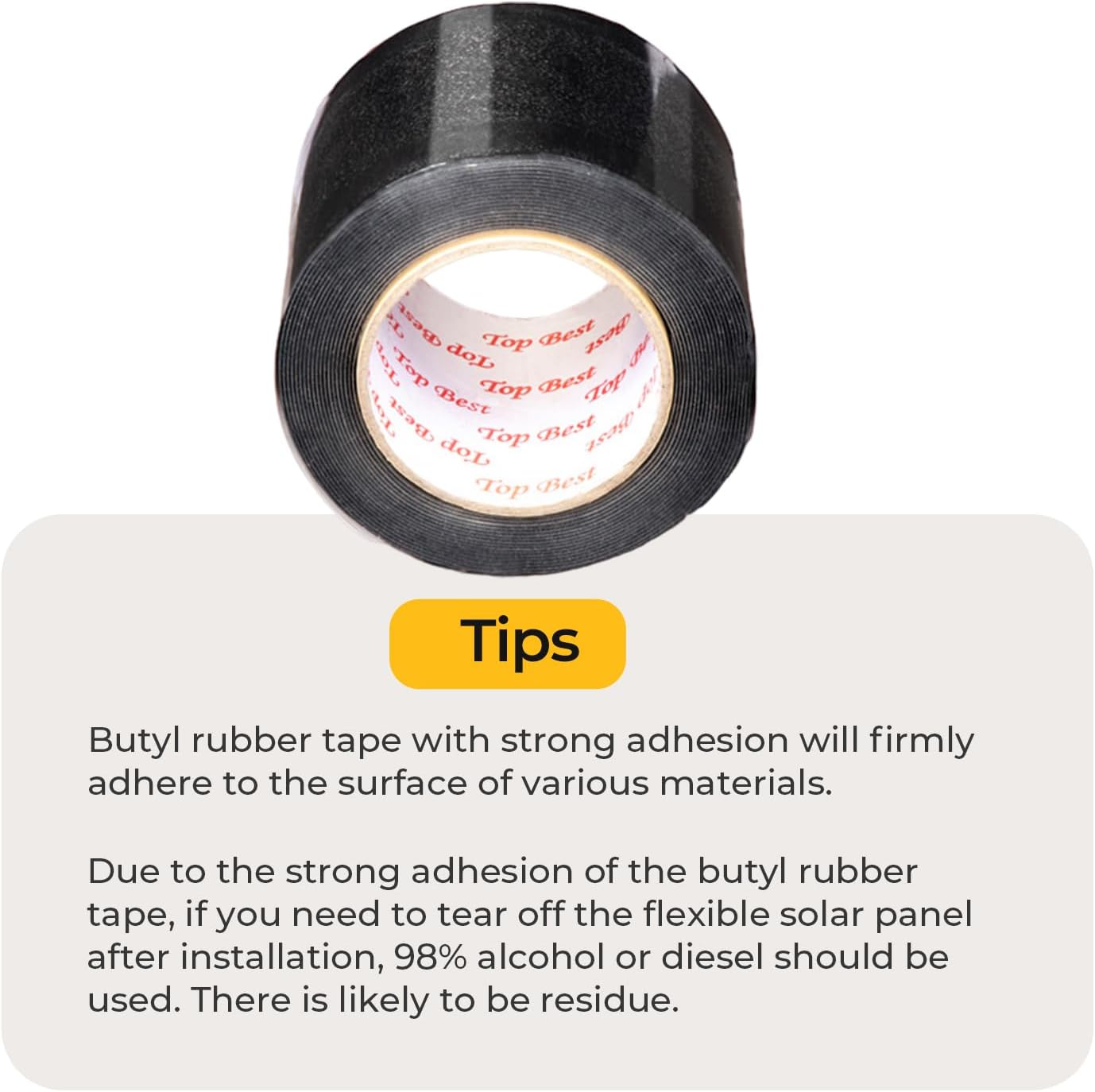 BougeRV Flexible Solar Panel Waterproof Butyl Rubber Tape, for Yuma CIGS Thin-Film Flexible Solar Panel, 3.98''Width x 32.8 Feet Length