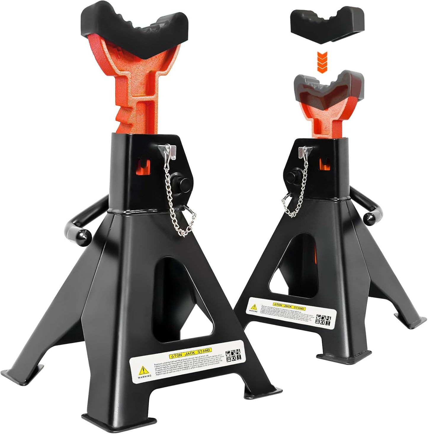 6 Ton Jack Stands, 15.6"-23.4" Adjustable with Double Pin Locking,Heavy Duty Jack Stands with Extra Rubber Pads,Car Lifts for Home Garage,Lifting Various Vehicles,1 Pair Black