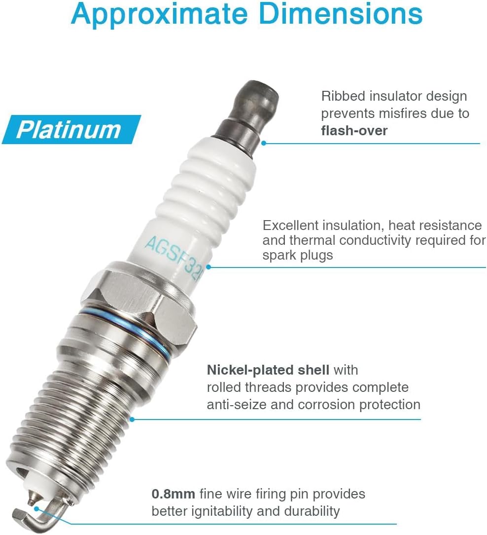 Vplus Set of 6 Ignition Coils Pack DG500 FD502 & Spark Plugs SP493 AGSF32PM Compatible with Tribute Mercury Mariner Montego Sable 3.0L V6
