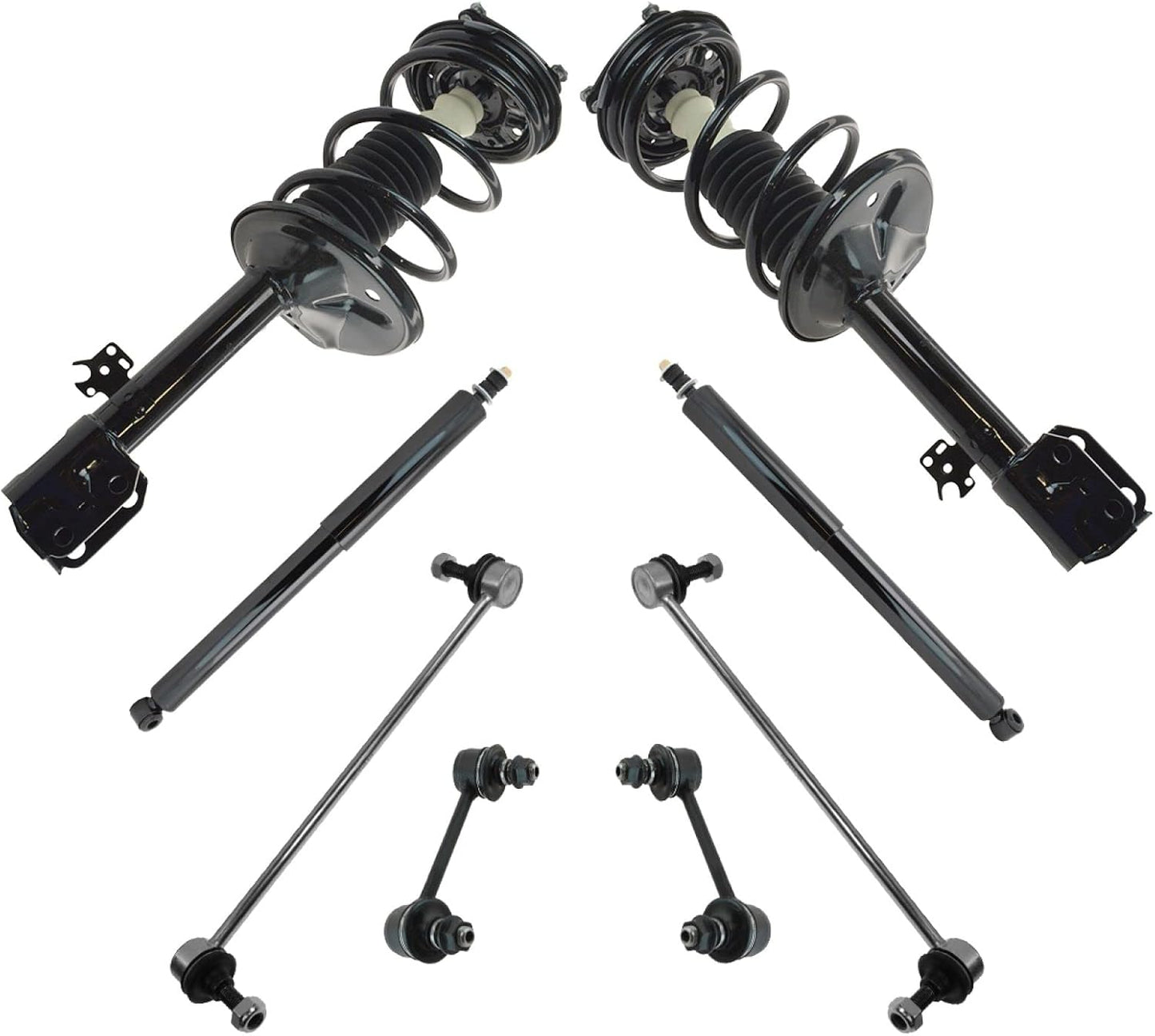 TRQ Front and Rear Suspension Kit Complete Strut & Coil Spring Assembly Shock Absorber Sway Bar Stabilizer Link Compatible with 06-13 BMW