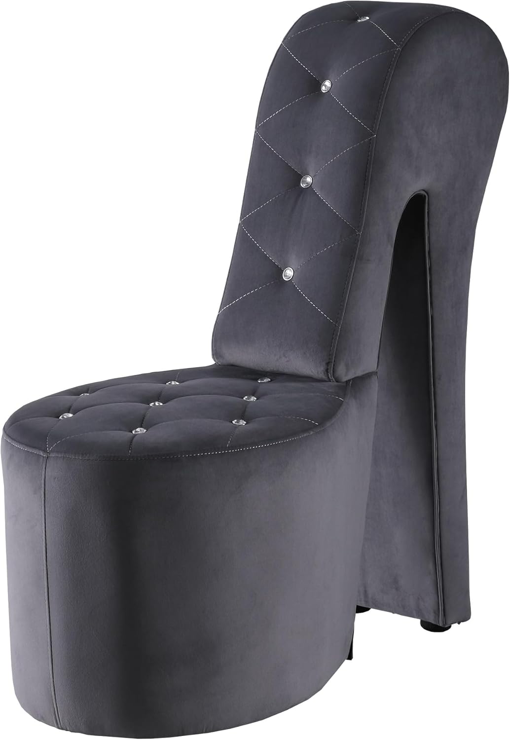 Tristam 40" Modern Glam High Heel Lounge Chair, Armless Chair with Upholstered Crystal-like Buttons and Diamond Stitching, Comfortable Indoor Seating for Bedroom, Living Room (Velvet, Pink)