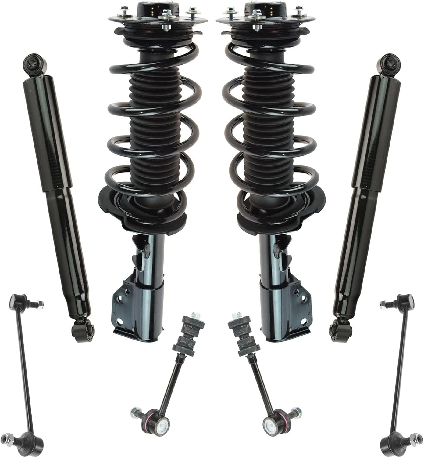 TRQ Front and Rear Suspension Kit Complete Strut & Coil Spring Assembly Shock Absorber Sway Bar Stabilizer Link Compatible with 06-13 BMW