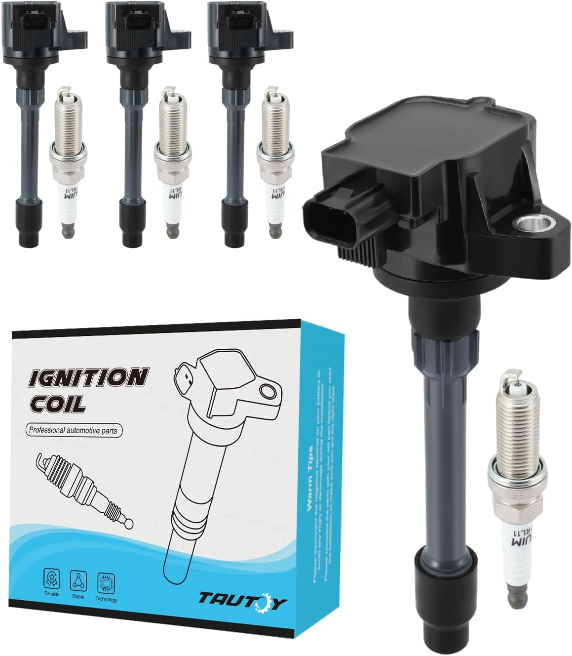 Set of 4 UF749 Ignition Coil Pack & Iridium Spark Plug For Honda Civic 2.0L 2016-2020,For Honda Fit 1.5L 2015-2019,Replace # CM11121A 305205R0013 305205R0003 3052059B013
