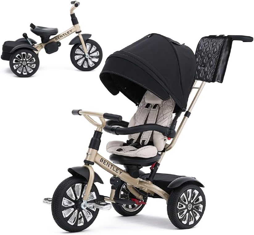 Bentley Kids Trike, All Terrain Toddler Bike 6-in-1, Officially Licensed & Designed by Bentley Motors UK, Baby Tricycle is a Compelling Statement of Performance & Luxury, Onyx Black (6m-5y+)