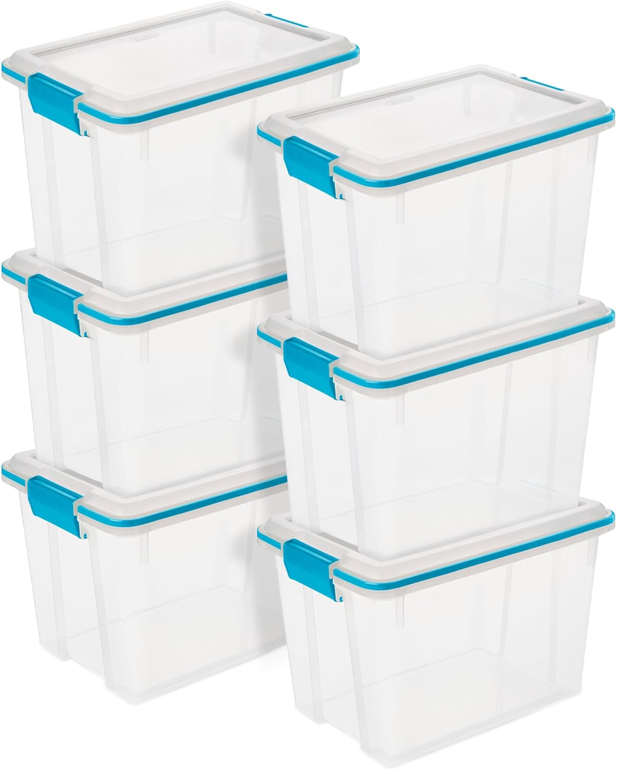 Sterilite 12-Pack Gasket Box, Weather-Resistant Storage Bins with Latching Lids, 54 Quart - Heavy-Duty Organizing Containers for Closet, Bathroom, and Office