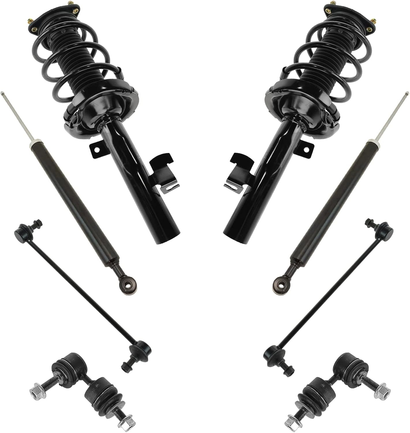 TRQ Front and Rear Suspension Kit Complete Strut & Coil Spring Assembly Shock Absorber Sway Bar Stabilizer Link Compatible with 06-13 BMW