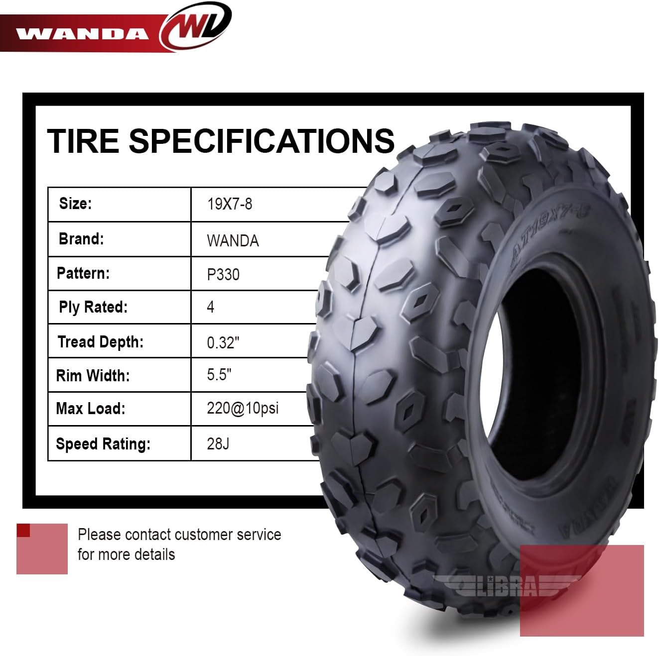WANDA One New Sport ATV Tires 19X78 19x7x8 4PR 10038
