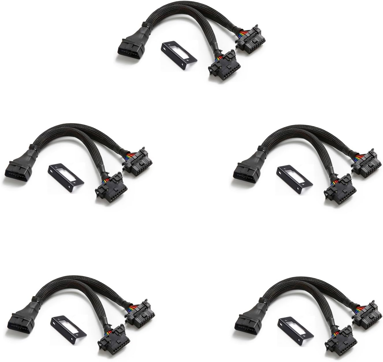 bbfly-B6 OBD II OBD2 16 Pin Splitter Extension 1x Male and 2X Female Extension Cable Adapter (1FT/30CM) (5 Pack)