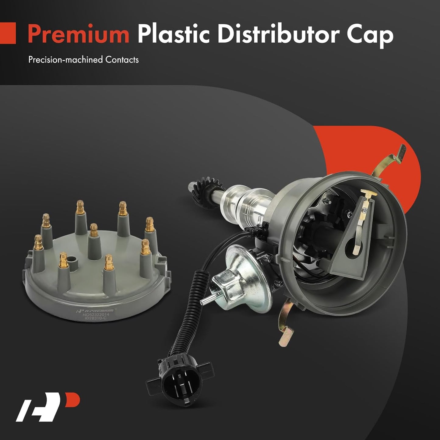 A-Premium Ignition Distributor with Cap and Rotor Compatible with Ford F-100, F-250, F-350, E-100 Econoline Club Wagon, E-250 Econoline, Mustang & Lincoln Continental, Town Car & Mercury Cougar, Comet