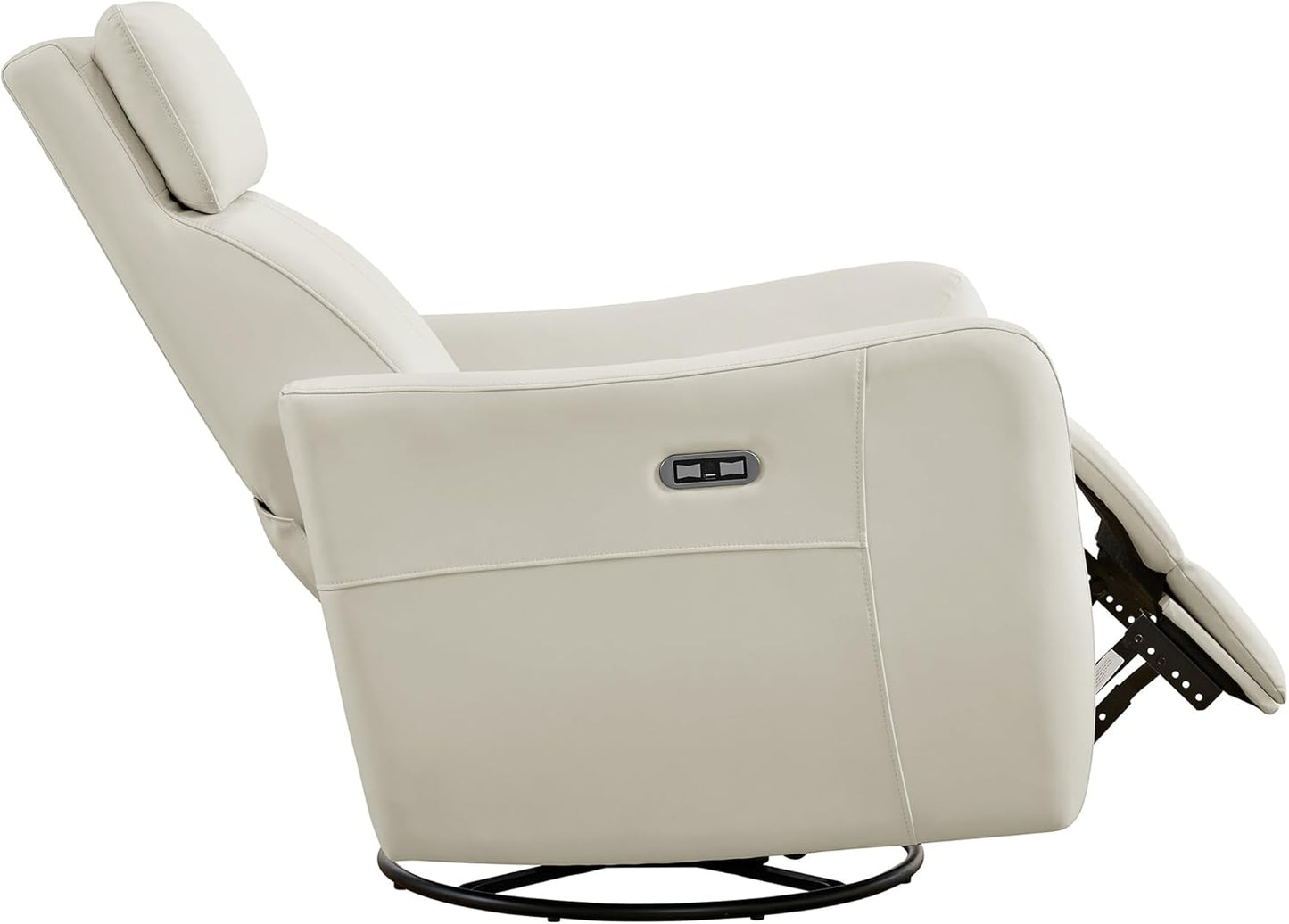 Swivel Recliner Chair, Glider Rocker Recliners Nursery Chairs, Power Rocker Recliner Chairs with USB Port, Type-C Charger, Upholstered Electric Rocking Chair for Living Room, Bedroom, White